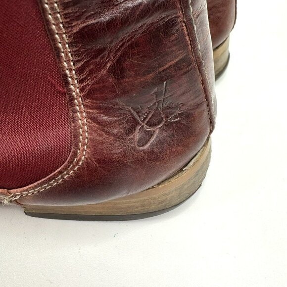 John Fluevog Mens Size 10 Chelsea Boots Radio RCI BBC Burgundy Leather Ankle - Picture 6 of 12
